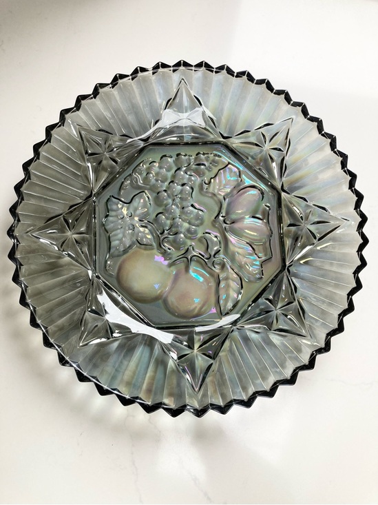 Carnival Glass Other - Vintage Federal Glass "Nostalgic" Carnival Glass 12" Plate - Iridescent Smoke